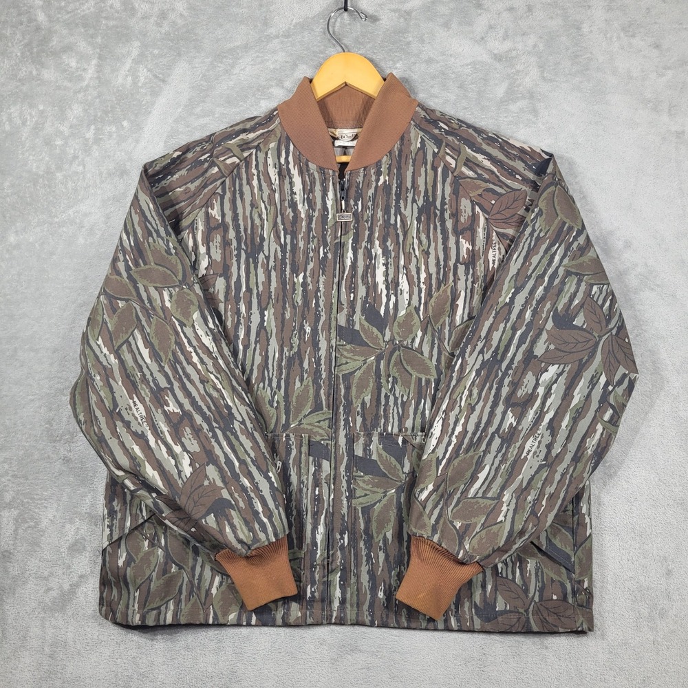 Vintage Walls Realtree Treebark Hunting Jacket Mens Large Camo Full Zip 80s USA